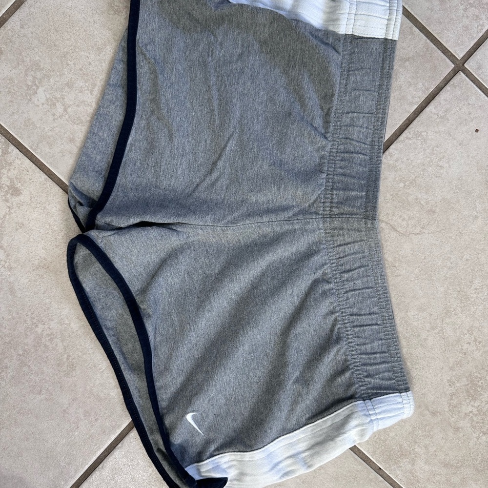 Nike Gray Athletic Shorts with Navy Trim